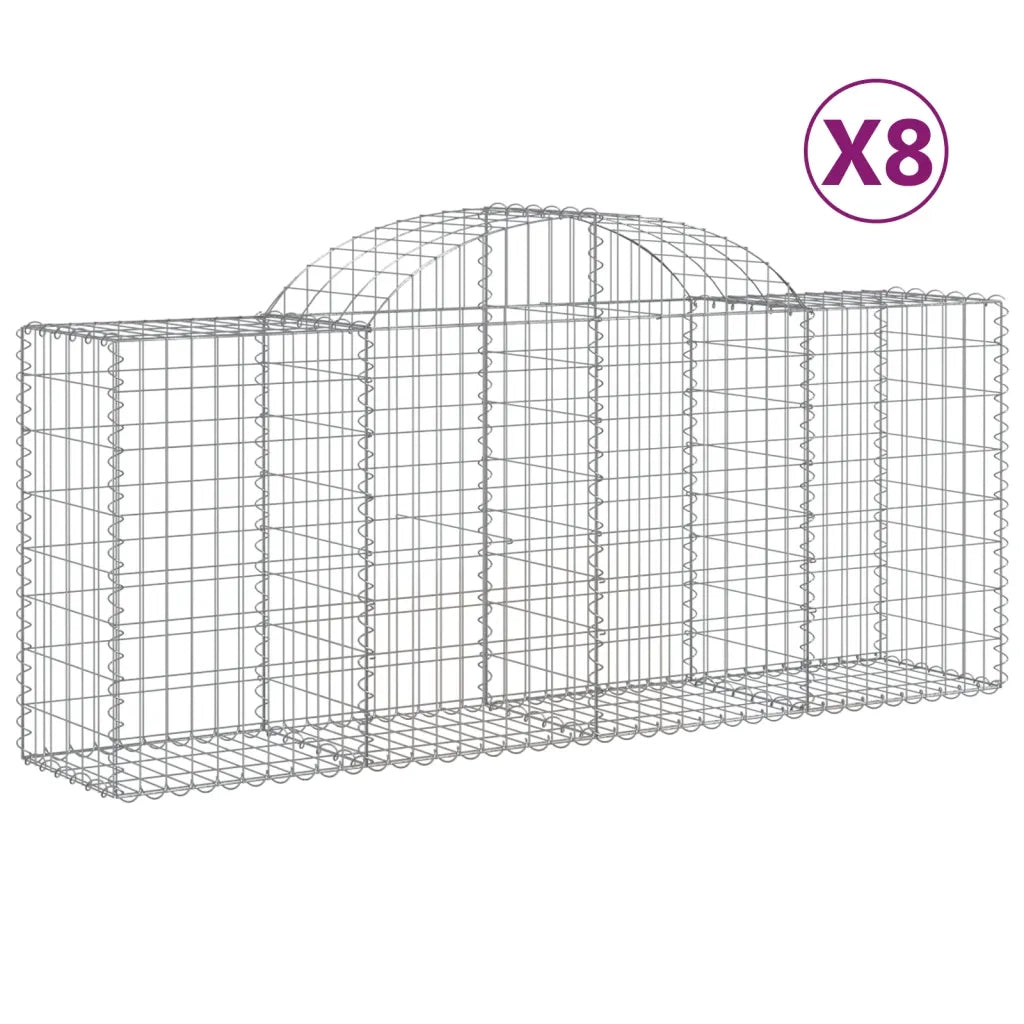 Cesti Gabbioni ad Arco 8 pz 200x50x80/100 cm Ferro Zincato 3146305