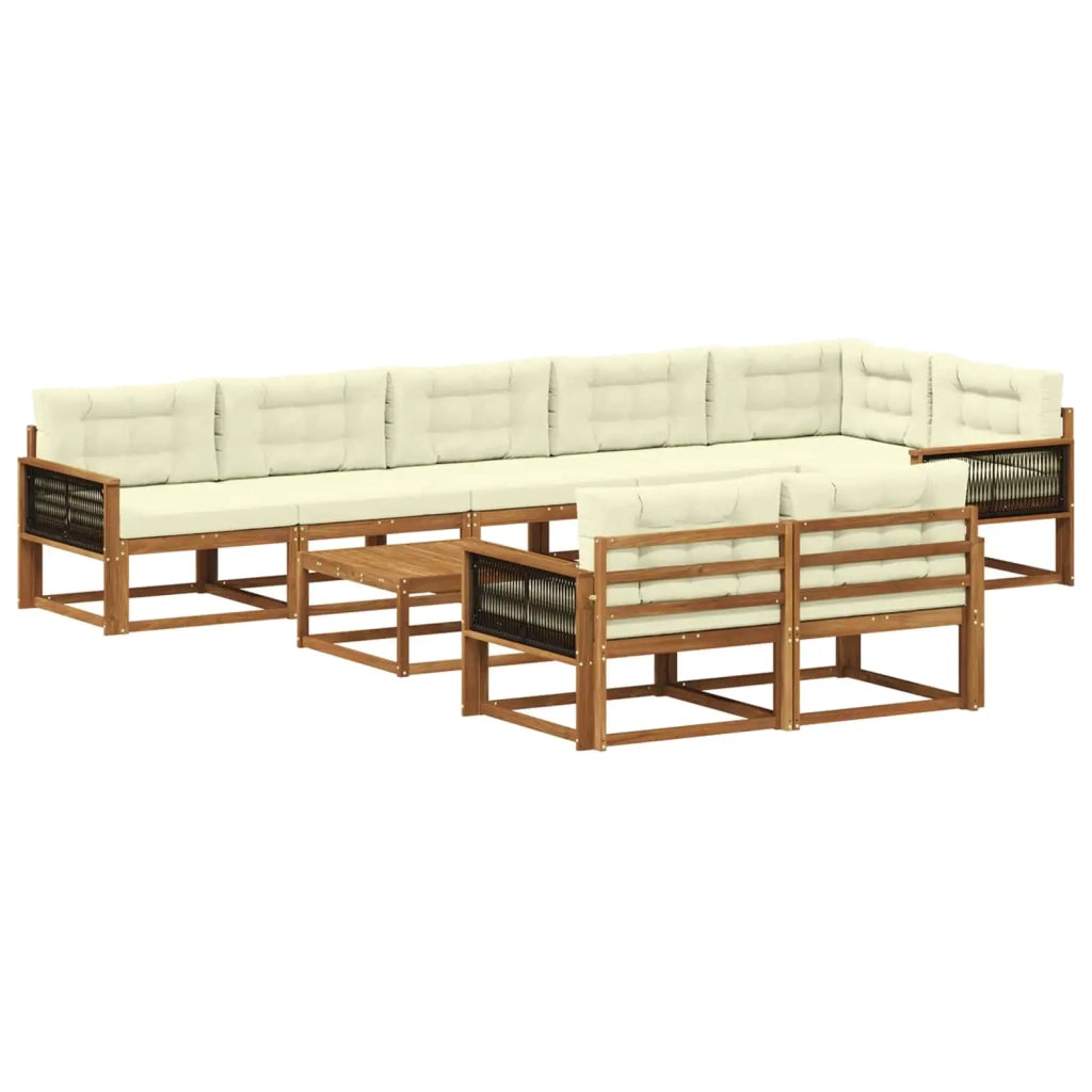 Set di divani da esterno con cuscino 9 pcs Naturale e Crema