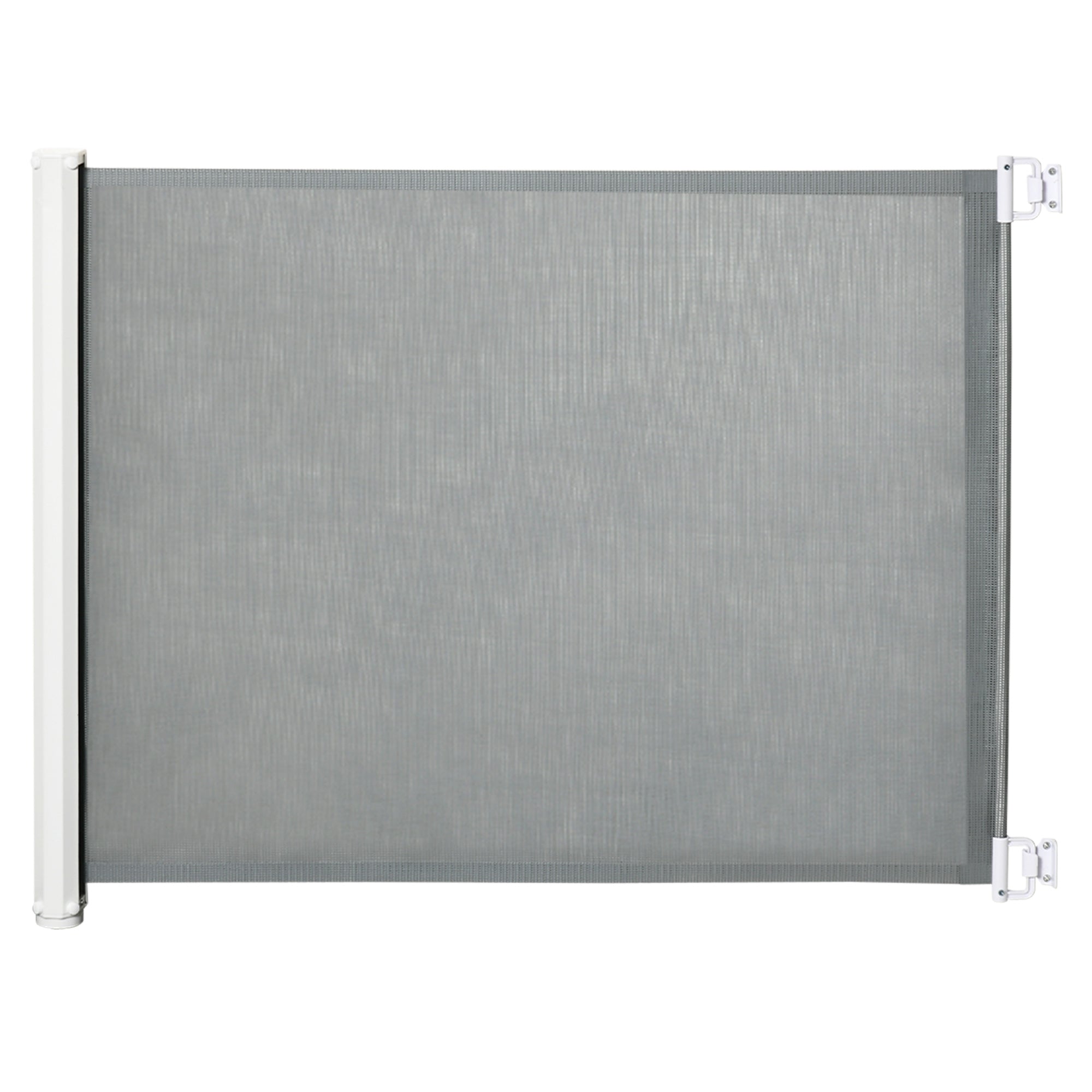 Cancelletto per Cani Estensibile 115x82,5 cm in Poliestere e Acciaio Bianco e Grigio