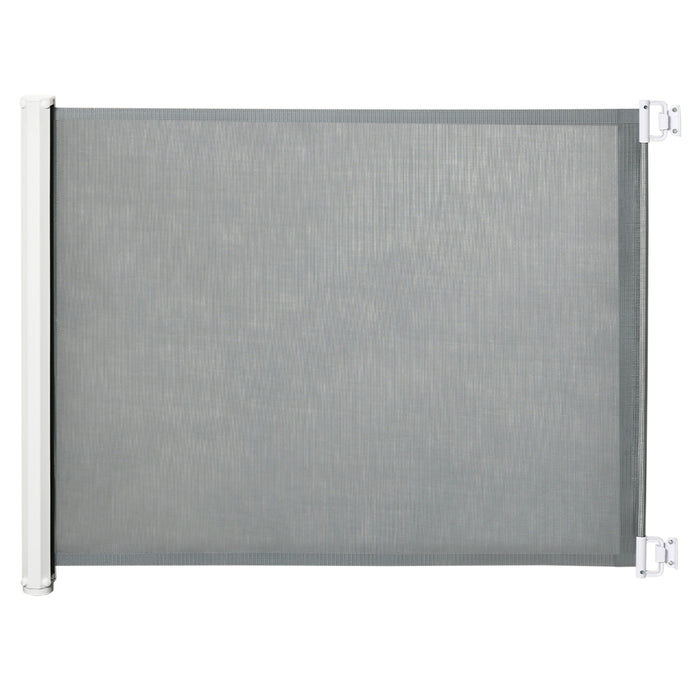 Cancelletto per Cani Estensibile 115x82,5 cm in Poliestere e Acciaio Bianco e Grigio