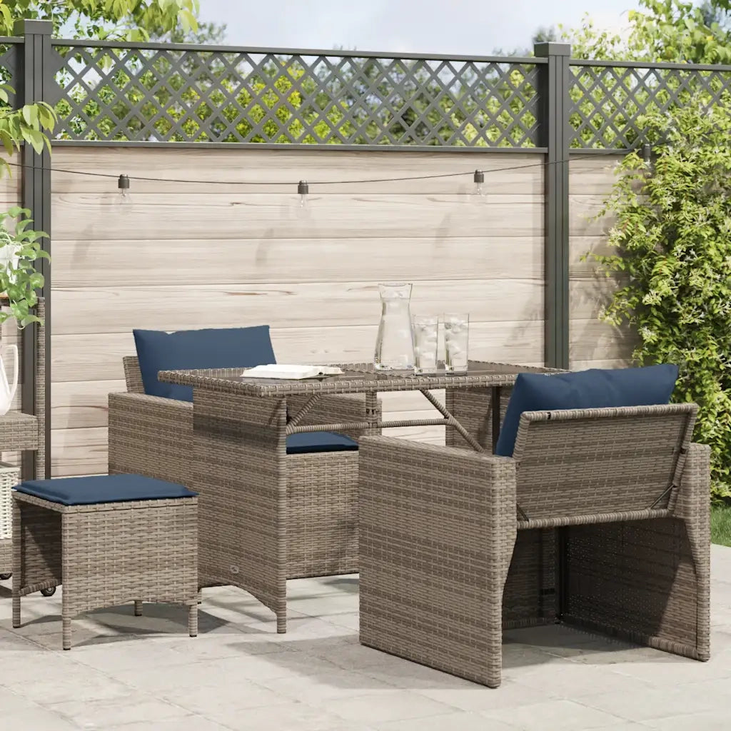 Set Divani da Giardino 4 pz con Cuscini in Polyrattan Grigio 366365
