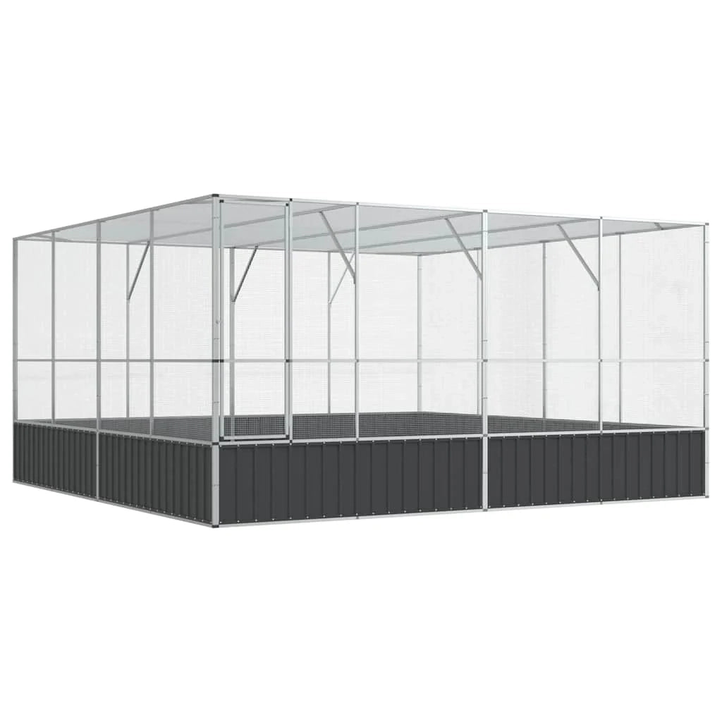 Voliera in gabbia argentata 418 x 414 x 212 cm acciaio 02_0045641