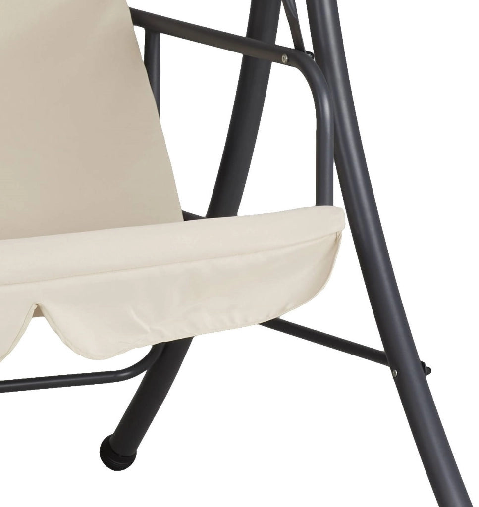 Dondolo tre posti con copertura, acciaio e poliestere 180 gr/mÂ², beige 113x190 h.165cm Fredi