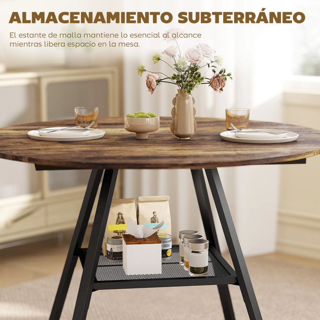 Tavolo da Pranzo Rotondo per 4 Persone ¨C zephmum ¨C Marrone ?100x76 cm