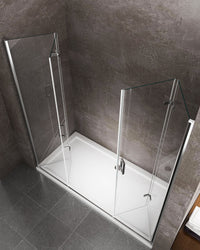 Porta Parete Doccia 130 cm 2 Ante a Libro in Cristallo Trasparente 6mm H190