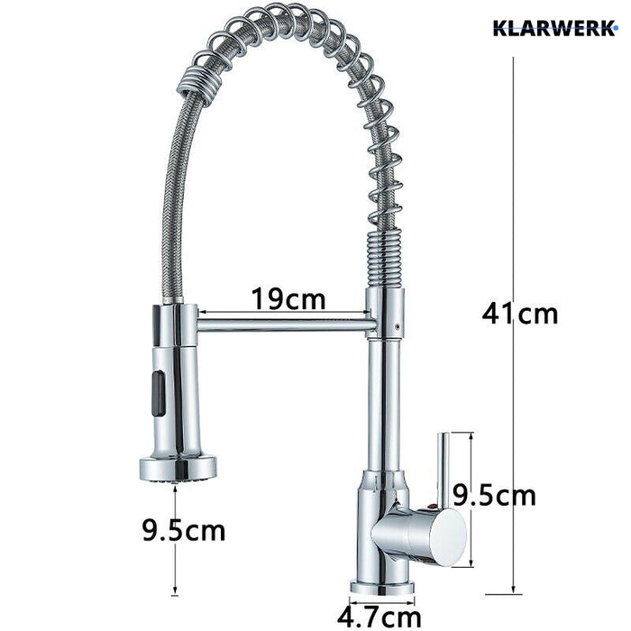 Bernd | Rubinetto cucina gastronomia restaurante cromato con molla|flessibile in acciaio inossidabile|Il miscelatore può essere Alta pressione 2 porte
