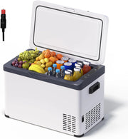 Mini Frigo Portatile 30L, 12V/220V Frigorifero Piccolo Elettrico a Compressore con Congelatore, per Auto Casa Campeggio Ufficio, Bianco+Nero