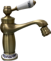 Rubinetto miscelatore per bidet bagno vintage bronzato con dettagli in ceramica