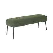 Panca tessuto bouclé e gambe in metallo, verde kaki