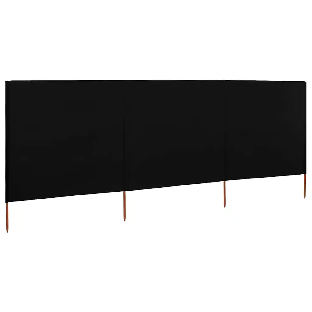 Paravento a 3 Pannelli in Tessuto 400x120 cm Nero CFW7942623