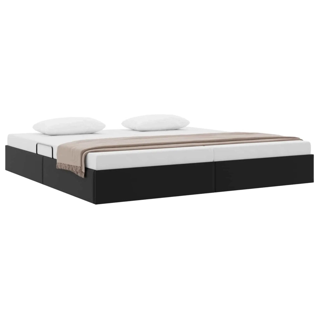 Letto ottomano Nero 200 x 200 cm Pelle Sintetica 3442786