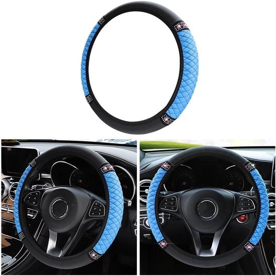 Occhiali per volante in pelle imitata - Antiscivolo - Volante universale - Diametro 37-38 cm - Accessorio auto di moda - morbido e confortevole - Occhiali per volante