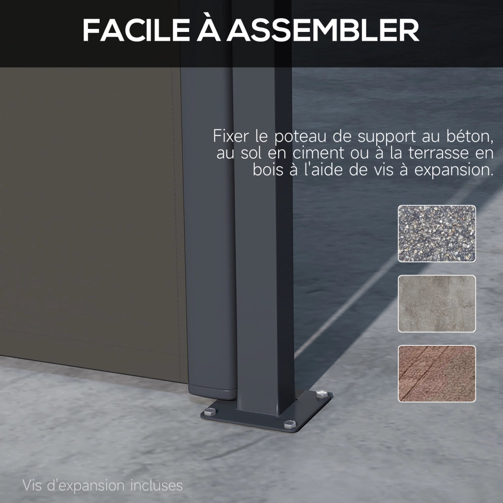 Paravento retrattile per esterno ¨C zephmum ¨C grigio, alluminio e poliestere, 4x1.8m