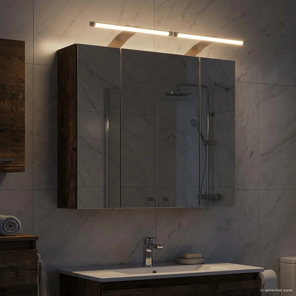 Mobiletto per specchio da bagno Rovere fumé 60 x 14,5 x 50 cm