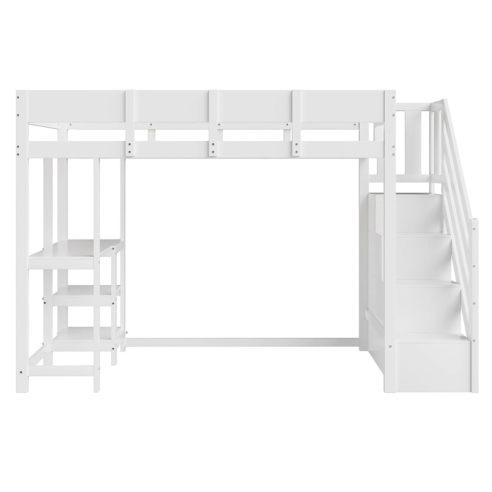 Letto a castello - Xylo - 90x200 cm pino contenitore bianco