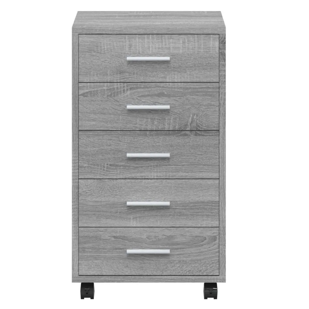 Cassettiera con Ruote grigio sonoma in Legno Multistrato