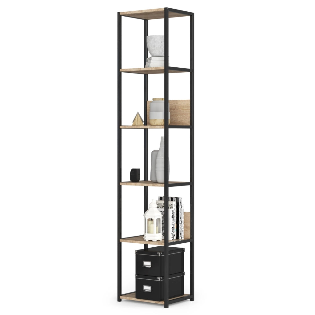 Scaffale stile industriale con ripiani in legno 40 cm Nera, Quercia Sonoma 40x32x192 cm