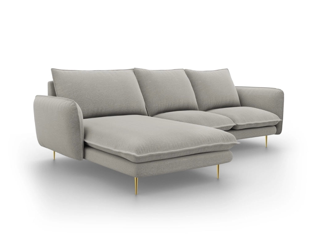 Cosmopolitan Design - Divano angolare sinistro "Vienna" 5 posti in tessuto strutturato grigio chiaro 