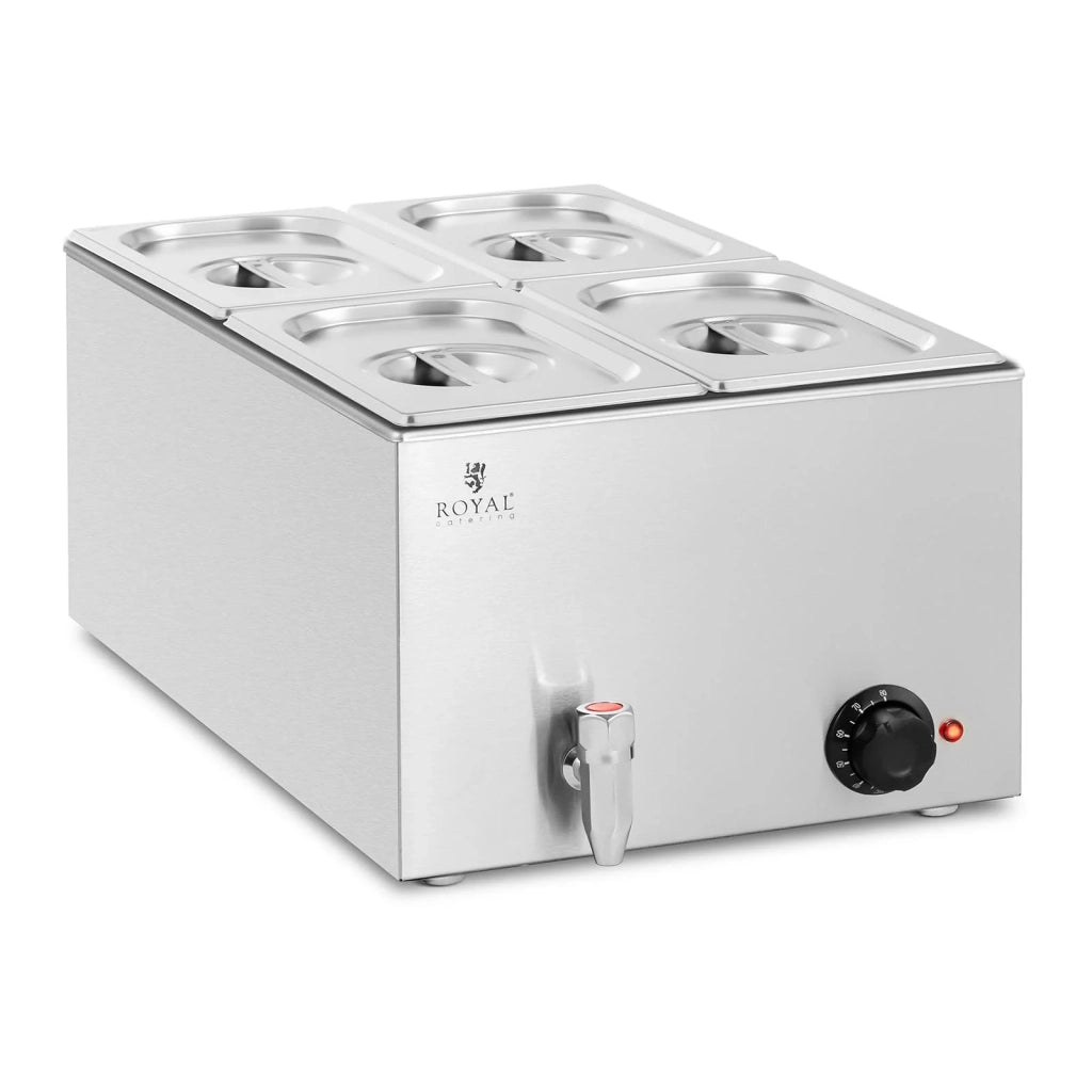 Scaldavivande/bagnomaria professionale 600 watt 4 x GN 1/4 rubinetto di scarico 14_0004220