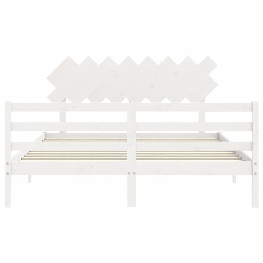 Giroletto con Testiera-Struttura Letto con testiera Bianco 160x200 cm Legno Massello 495783
