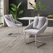 Set di 6 sedie in velluto con struttura in metallo grigio