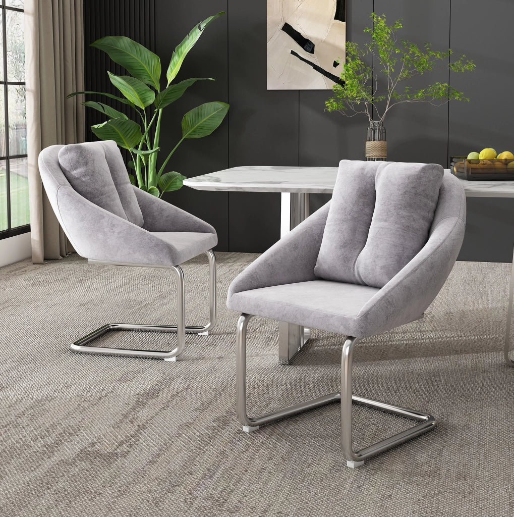 Set di 6 sedie in velluto con struttura in metallo grigio