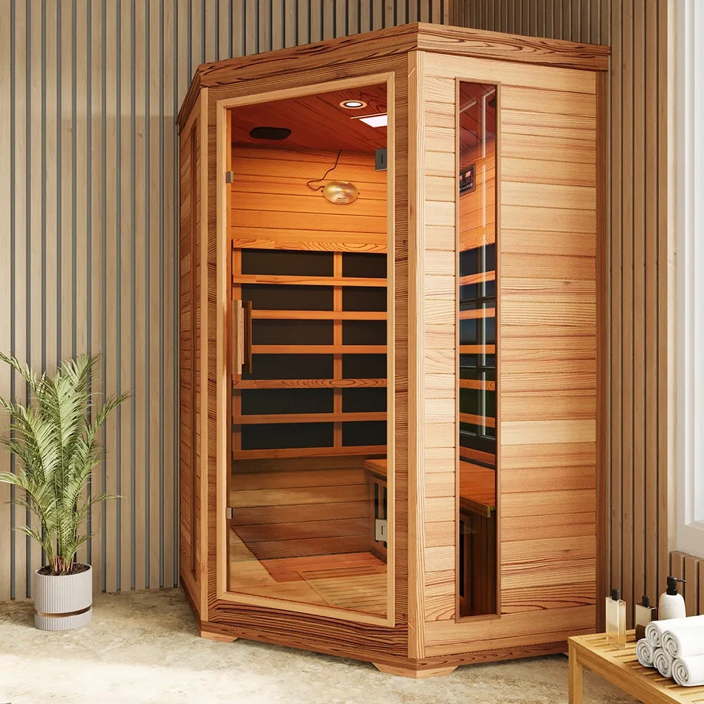 Sauna ad infrarossi 123x123 cm H 198 in legno di cedro con radio integrata | Turku