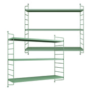 Set di 2 Scaffali da Parete Strängnäs a 3 Ripiani Regolabili  50 x 60 x 15 cm Acciaio Verde Pastello [en.casa]
