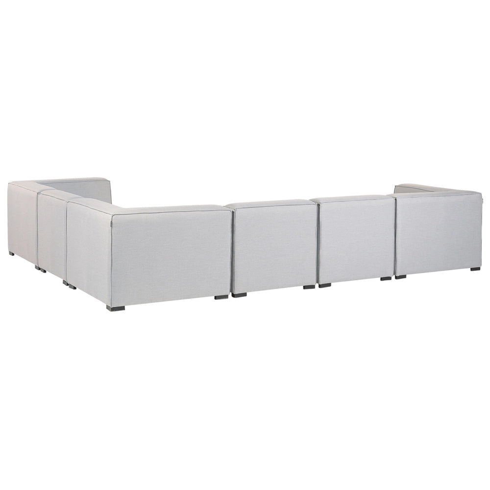 Set divano ad angolo per interni ed esterni con rivestimento in tessuto grigio a 7 posti con divano da giardino ottomana sinistro