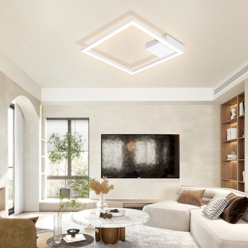 ZMH Lampada da soffitto plafoniera LED bianca quadrata 3000K moderna per soggiorno corridoio cucina