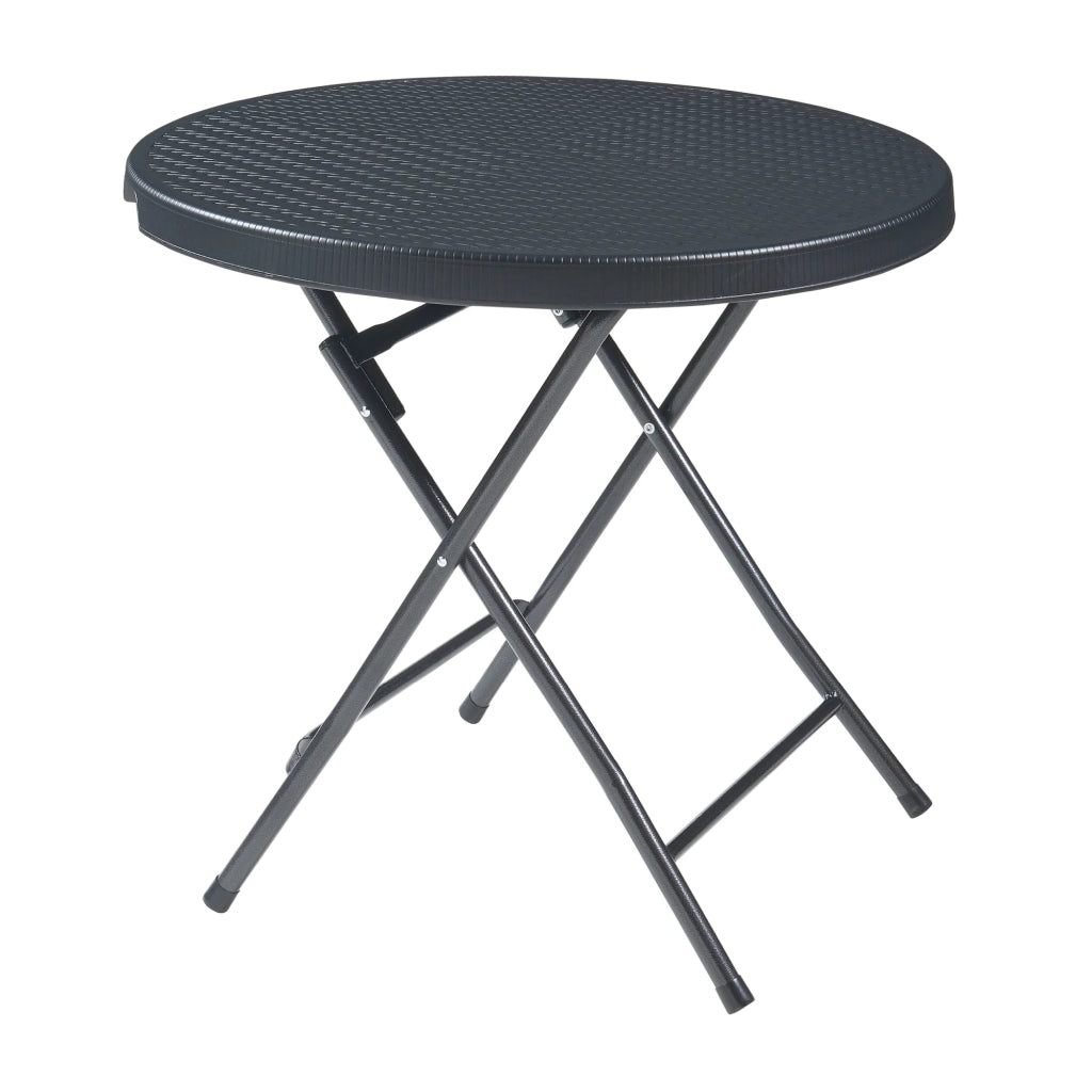 Tavolo da campeggio pieghevole 80 x 74 cm effetto rattan nero 03_0011005