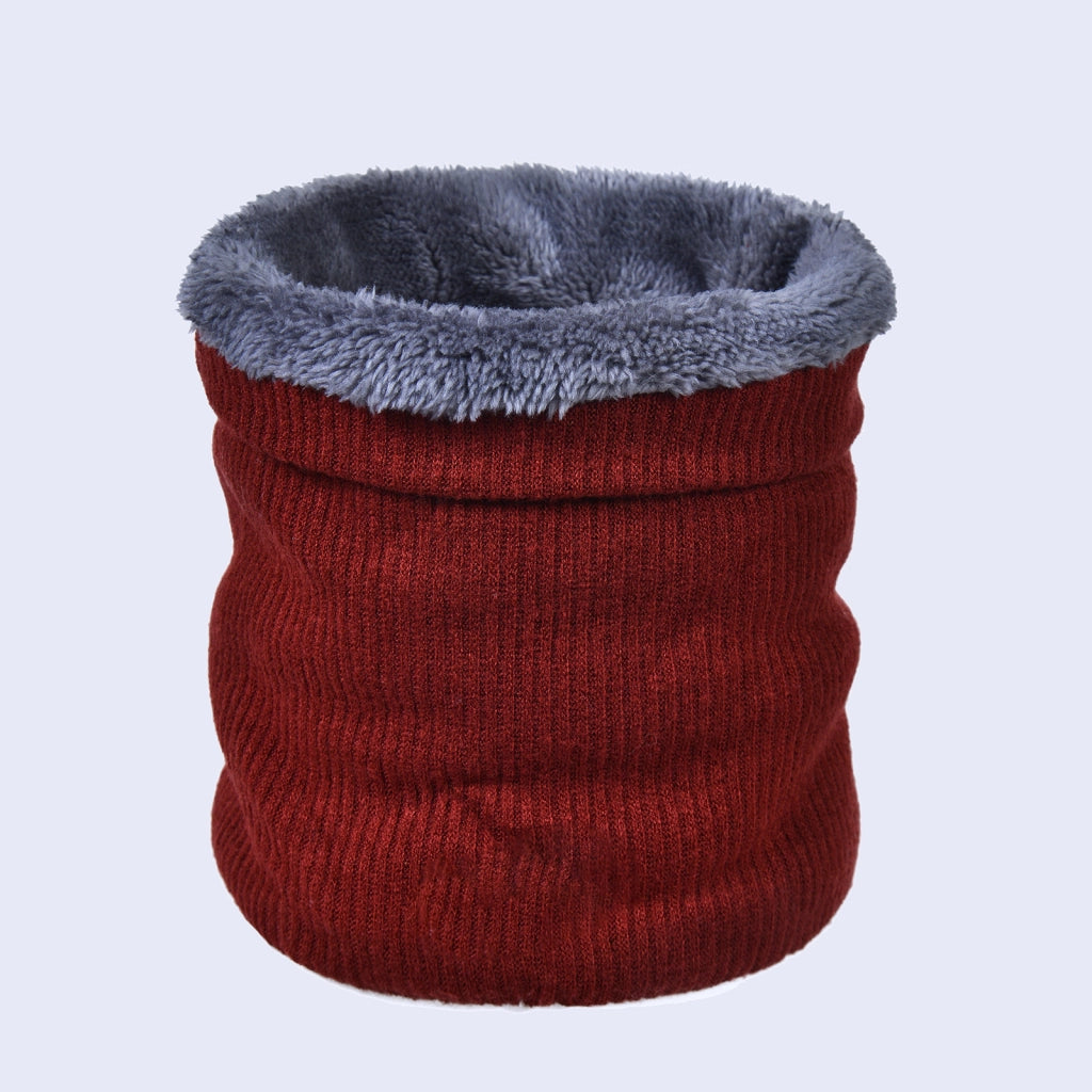 Sciarpa spessa in maglia a tinta unita da donna, elegante e calda per il collo, foderata in pile, perfetta per l'inverno.