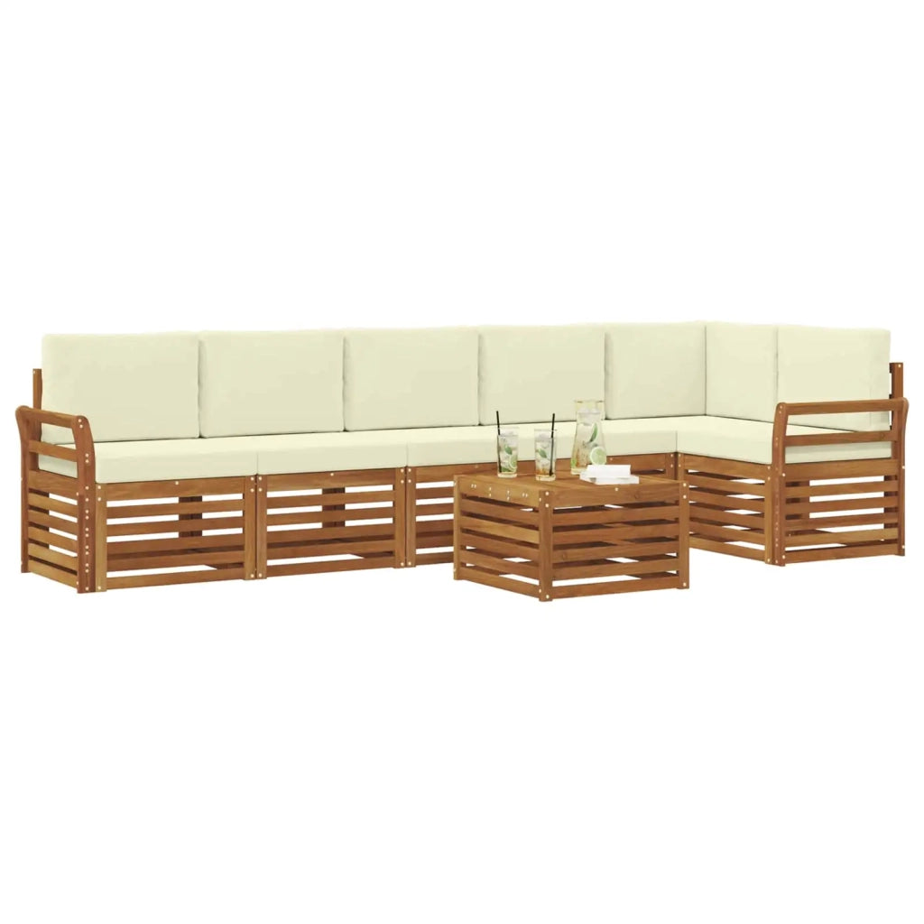 Set divano sezionale con cuscino 7 pcs Naturale e Crema 3374930