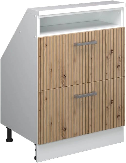 Mobile sottotetto Rion, Rovere artigianale/bianco, con 2 cassetti