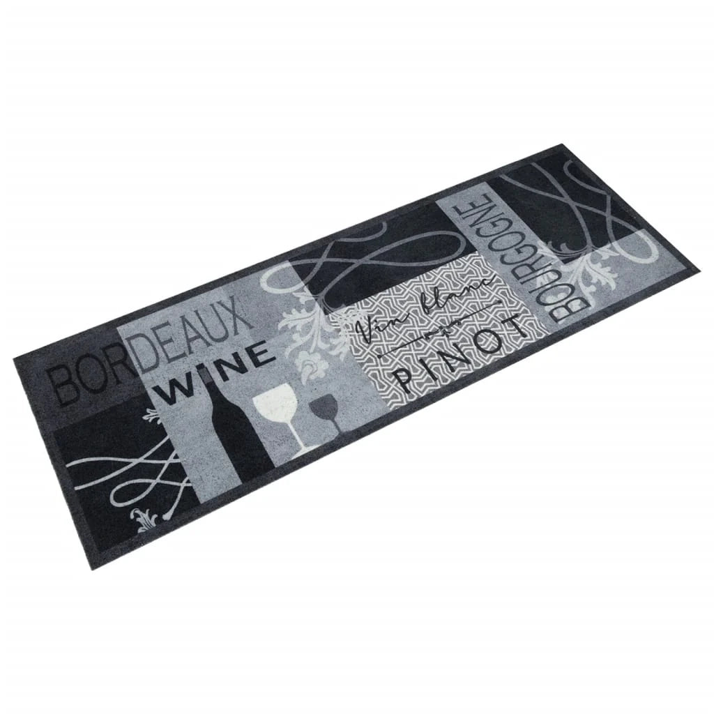 Elegante tappetino da cucina lavabile e antiscivolo 180 x 60 cm in velluto grigio 02_0056439