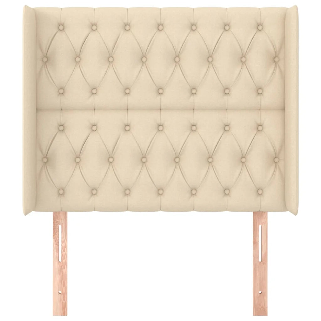 Testiera | Testata ad Orecchio Crema 103x16x118/128 cm in Tessuto