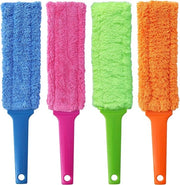 Set di 4 plumeau di microfibra riciclabile, adatto per persiane e fessurazioni, con coperchi rimovibili e lavabili. Strumento di pulizia per finestre, persiane, auto, muri, fessurazioni, mobili, divani e schermi.