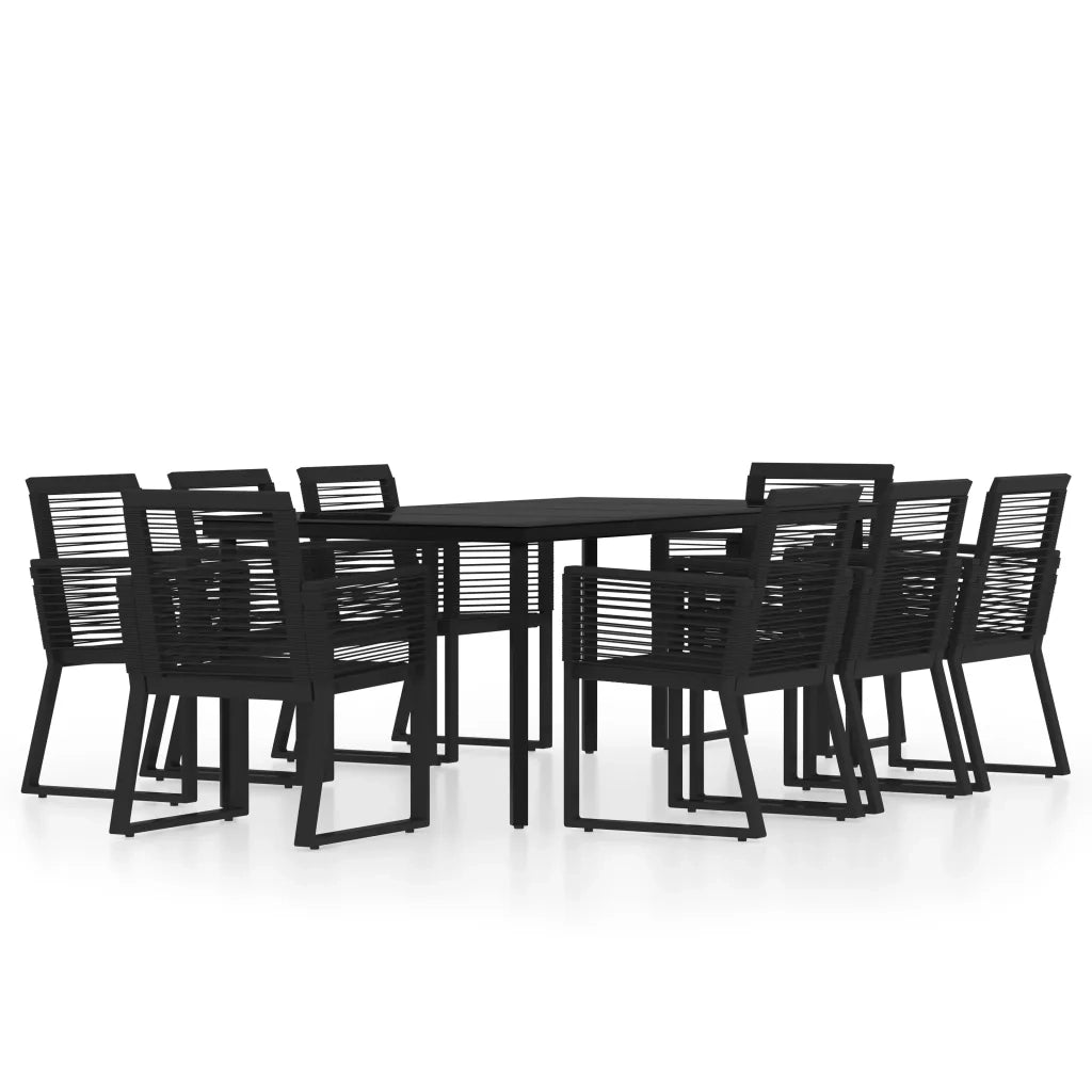Set da Pranzo per Giardino 9 pz con Cuscini Nero cod mxl 44339