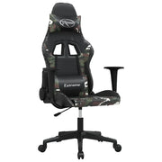 Sedia da Gaming | Sedia da e-sports Massaggiante Nero e Mimetico in Similpelle