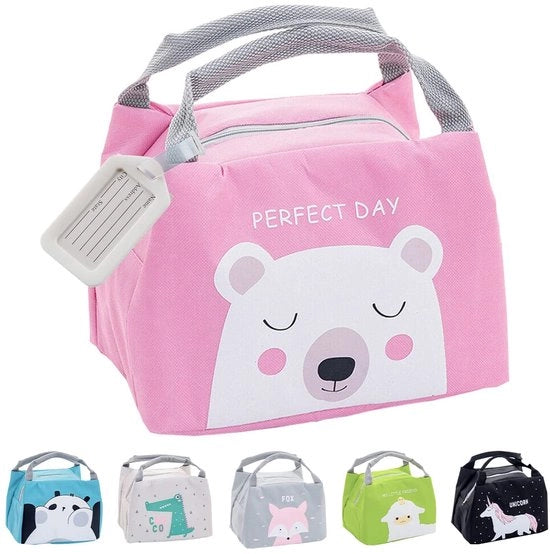 Tas per pranzo cartoon per donne, Mini termica, Tas per pranzo isolata per signore, Mini valigetta termica, Tas per pranzo isolata per bambini, Tas per pranzo mini per viaggi di scuola e picnic (rosa)