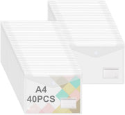 Documenti A4 con Velcro, 40 Documenti Transparanti A4 con Etichette per Organizzazione Documenti, Borsa Documenti A4 per Scuola, Casa, Ufficio