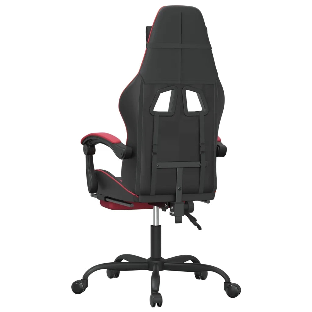 Sedia da Gaming con Poggiapiedi Nero e Rosso Vino in Similpelle cod mxl 68100