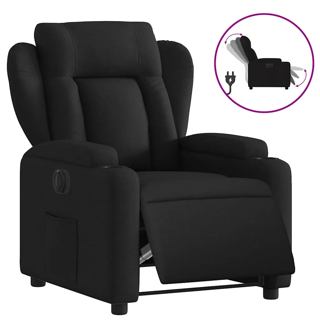 Poltrona | Sedia Relax Elettrica Reclinabile Nera in Tessuto