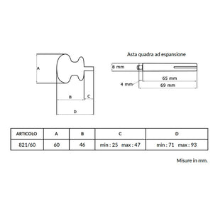 Maniglia su rosetta tonda SAGUATTI  821/60QQ in alluminio nero lucido