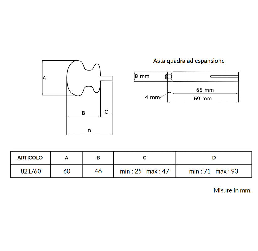 Maniglia su rosetta tonda SAGUATTI  821/60SQ in alluminio verde lucido