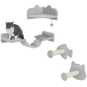 Set per gatti ¨C zephmum ¨C 4 pezzi scale in sisal doppia piattaforma grigio chiaro/crema