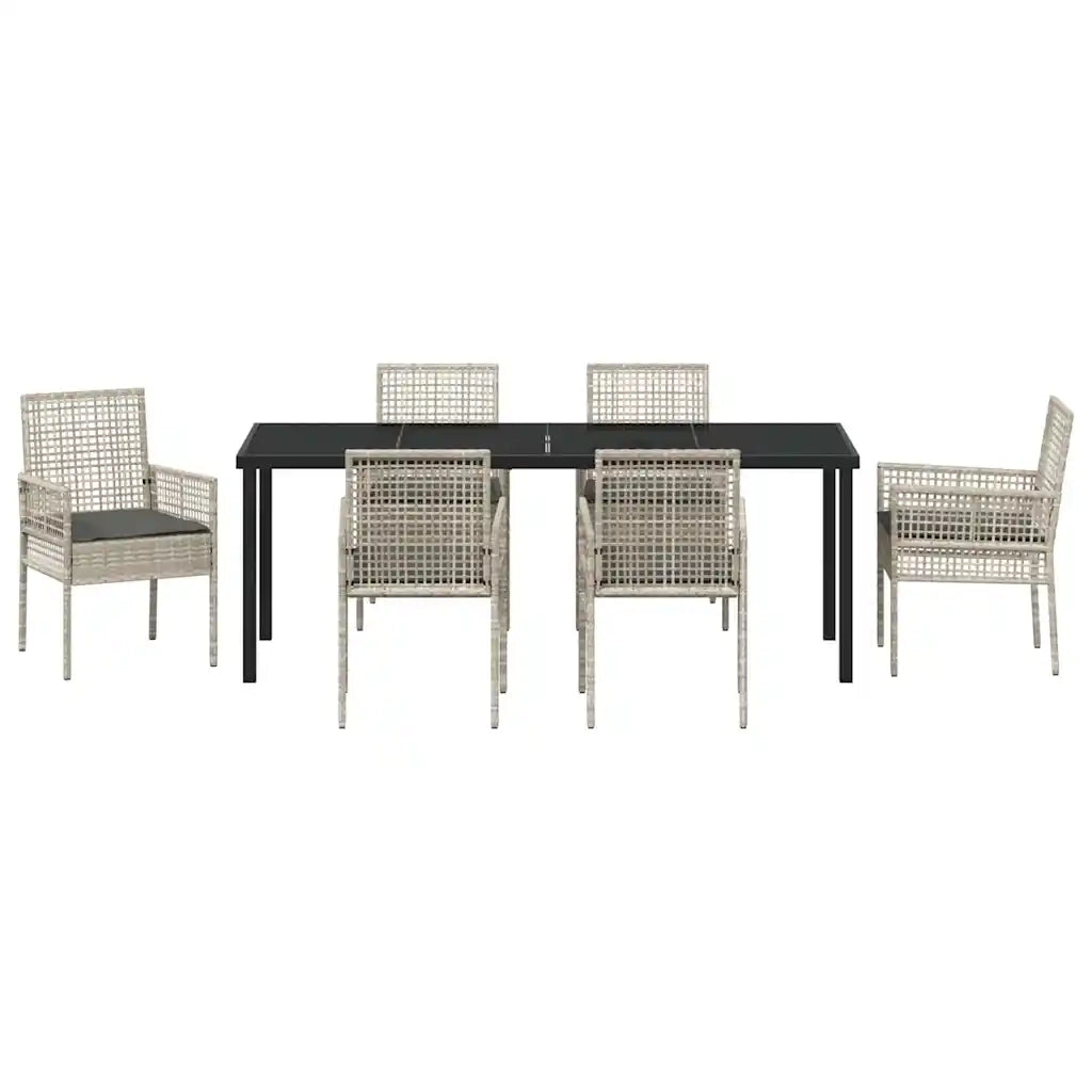Set da Pranzo per Giardino 7 pcs Grigio chiaro polyrattan 3379903