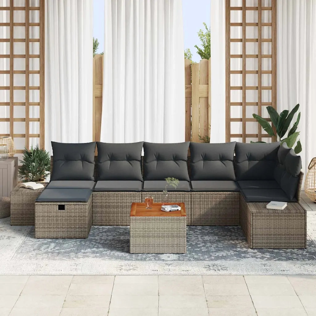 Set Divano da Giardino con cuscino 8 pcs Grigio polyrattan 3359601