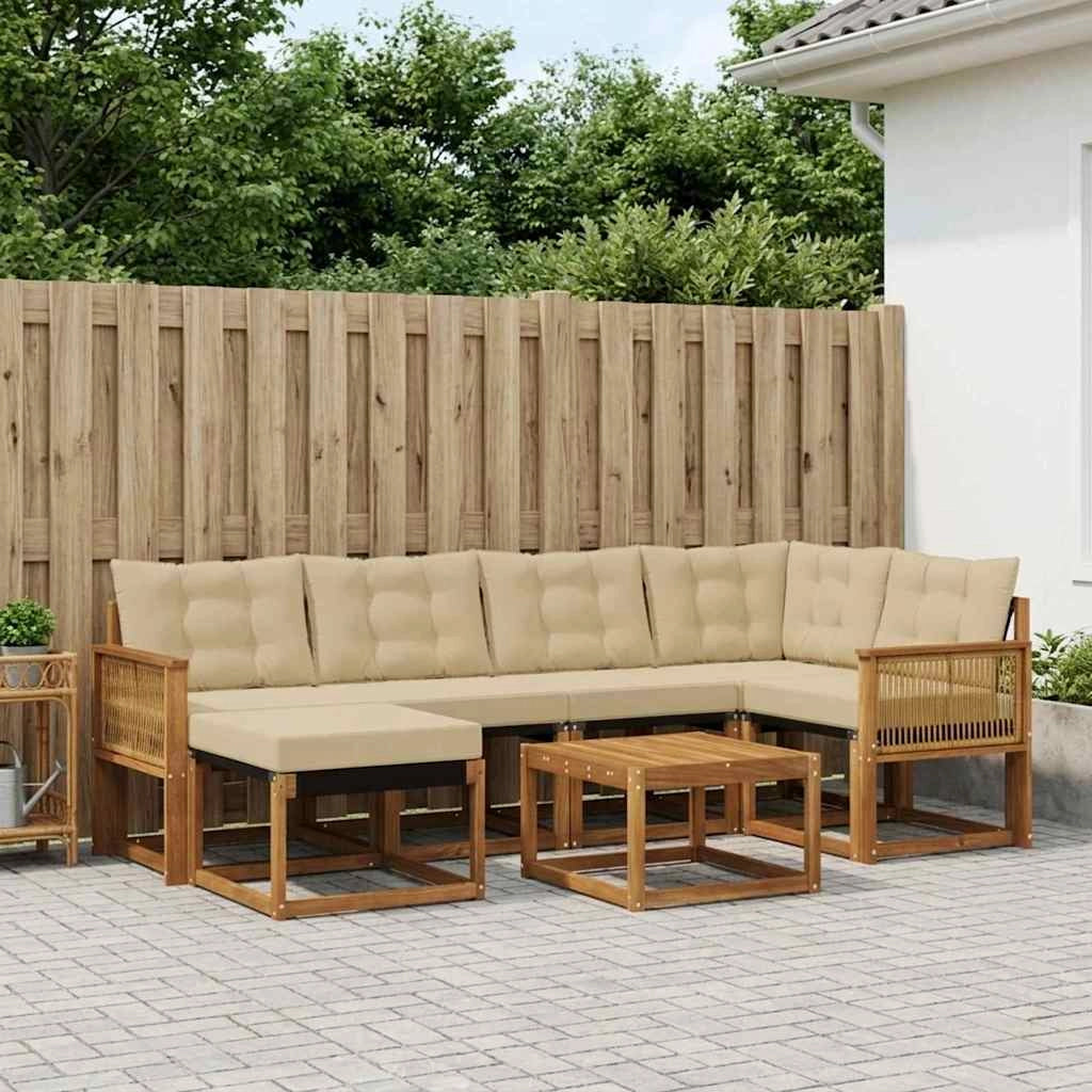 Set di divani da esterno 7 pz Naturale e Beige 3382085