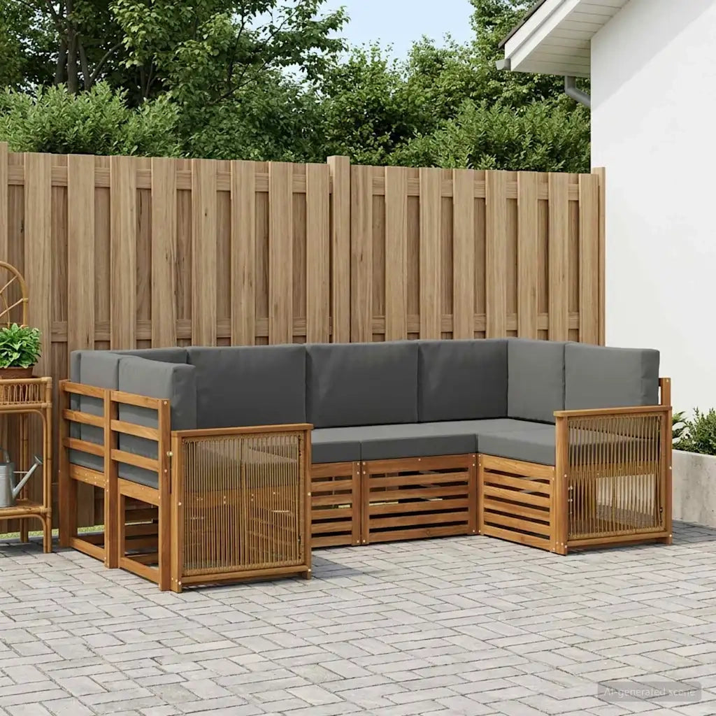 Set divano sezionale con cuscino 5 pcs Naturale e Antracite 3384778